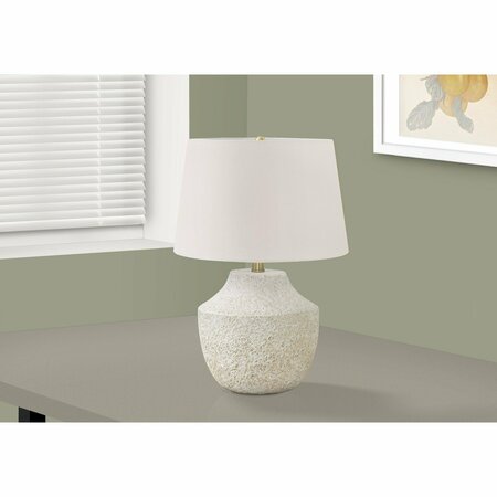 MONARCH SPECIALTIES Lighting, 20 in.H, Table Lamp, Cream Concrete, Ivory / Cream Shade, Modern I 9729
